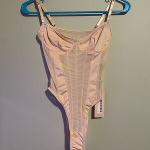 Pink Shapewear Bodysuit with Adjustable Straps